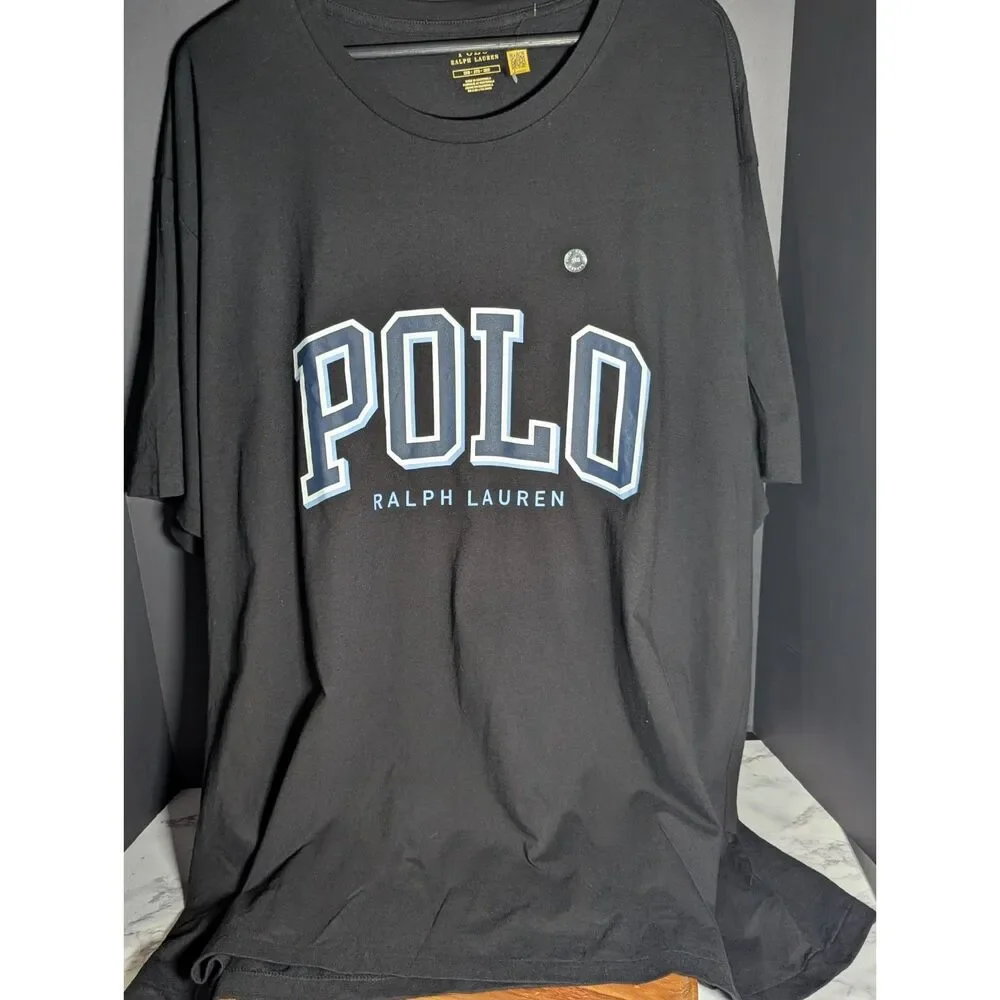 Polo Ralph Lauren Men's Graphic T-Shirt Black Blue Block Letter Size 3XB